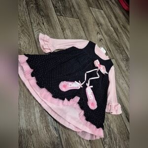 Rare Too! Dress Set (2 piece) LS Shirt & Dress Bow Ballet Shoes Pink